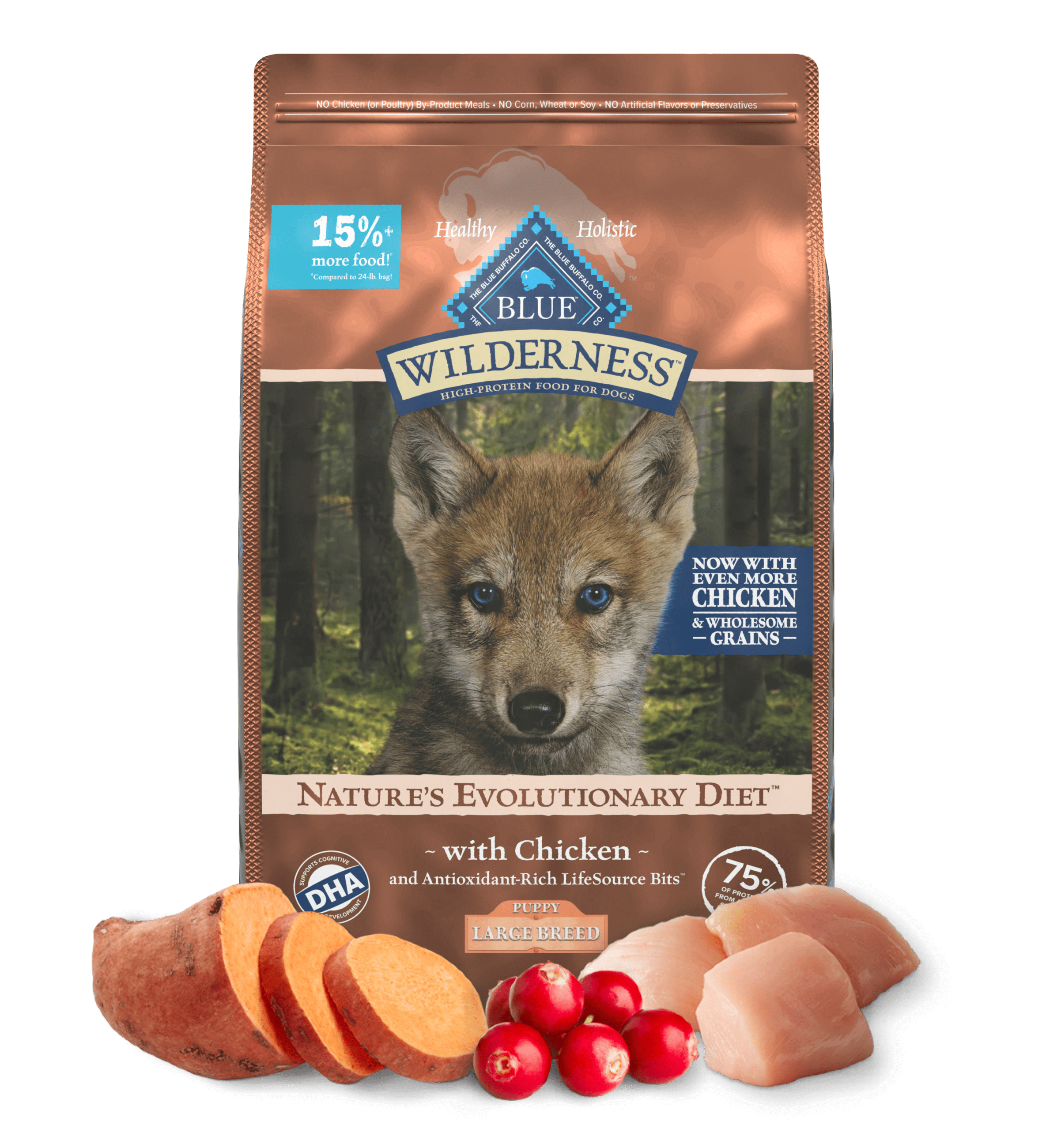 BLUE Wilderness Nature's Evolutionary Diet with Chicken for Large Breed Puppies Dry Food