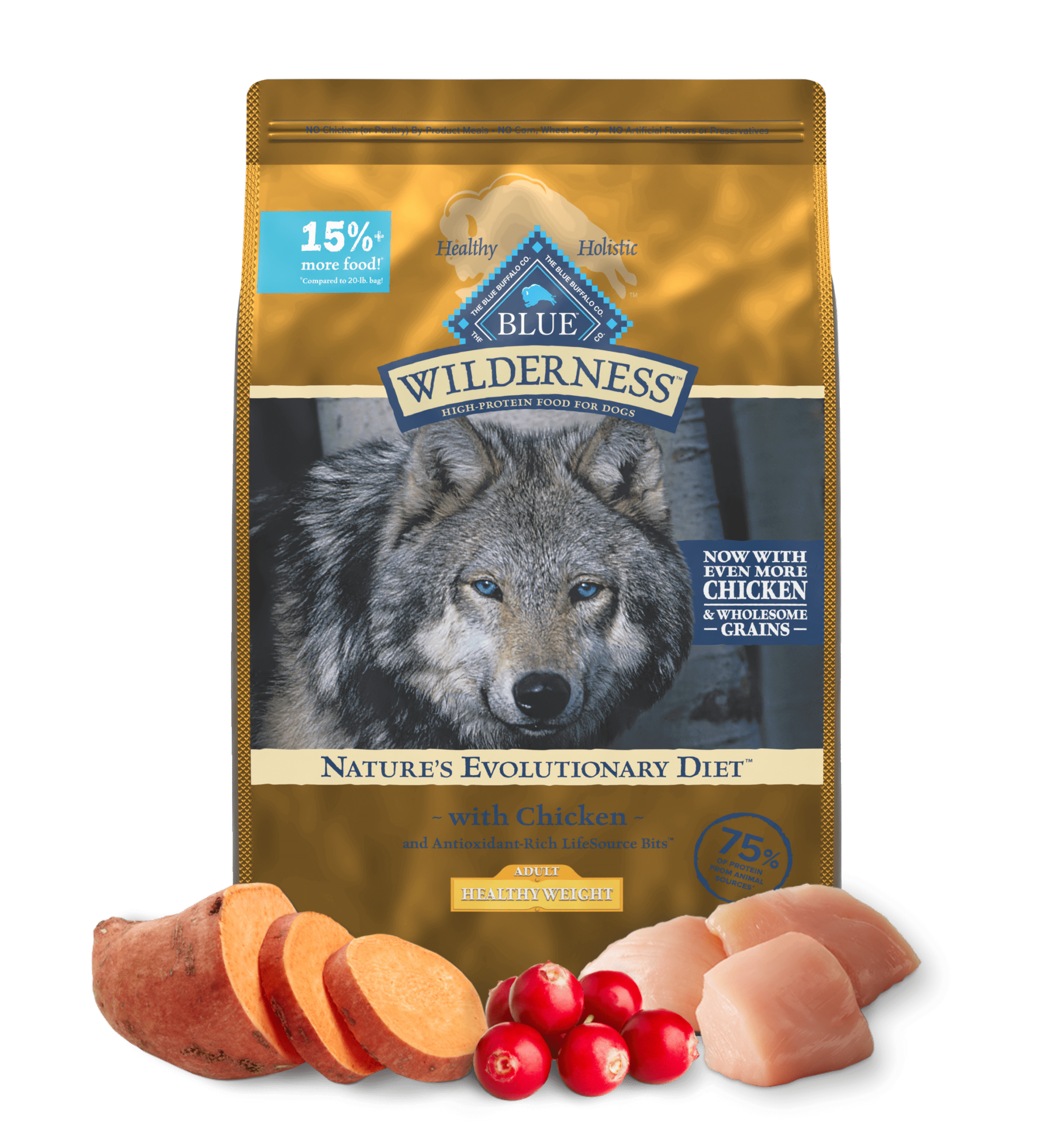 BLUE Wilderness Nature's Evolutionary Diet with Chicken for Healthy Weight Adult Dogs Dry Food