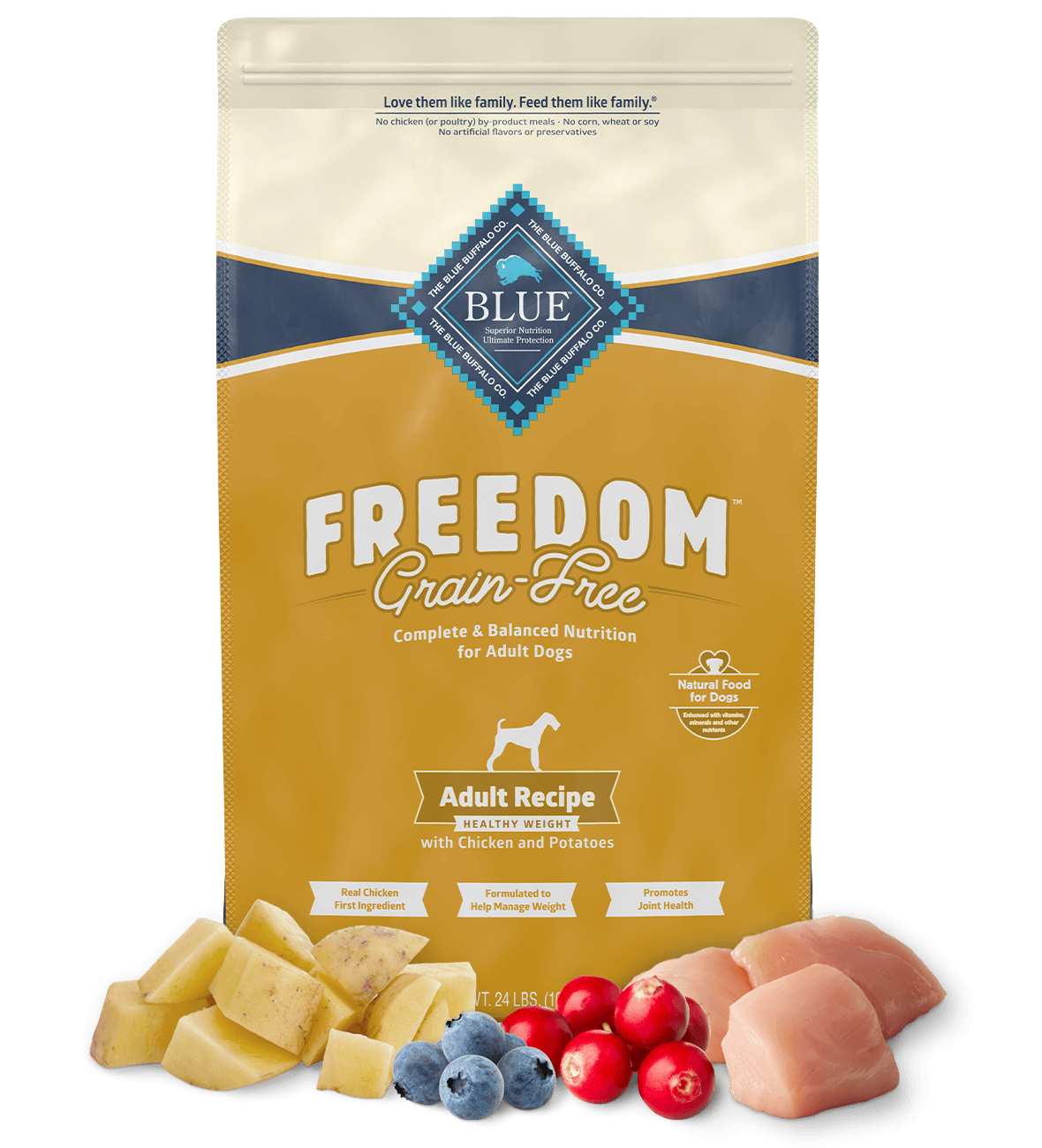 BLUE Freedom Dry Dog Food Grain-Free Healthy Weight Chicken Recipe