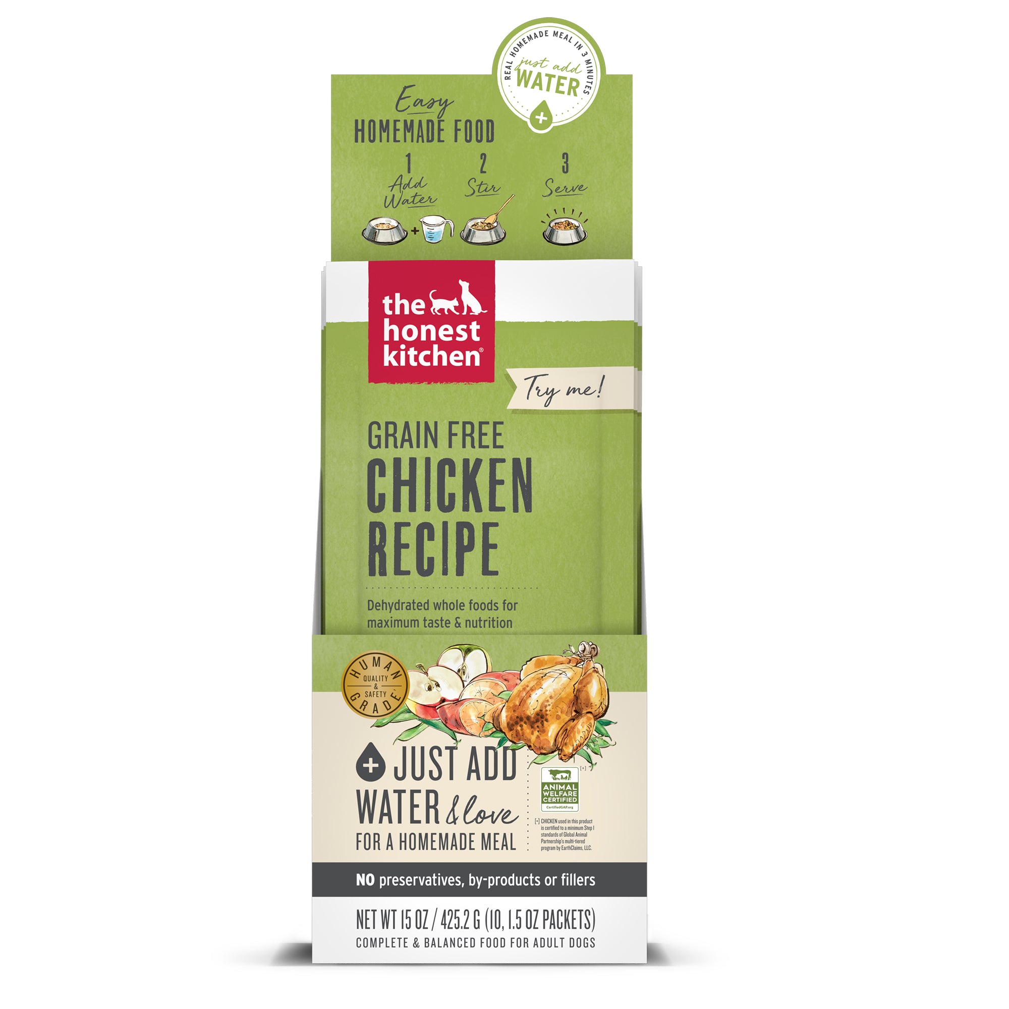 Dehydrated Grain Free Chicken Dog Food, 1 oz Sample x10 – The Honest Kitchen