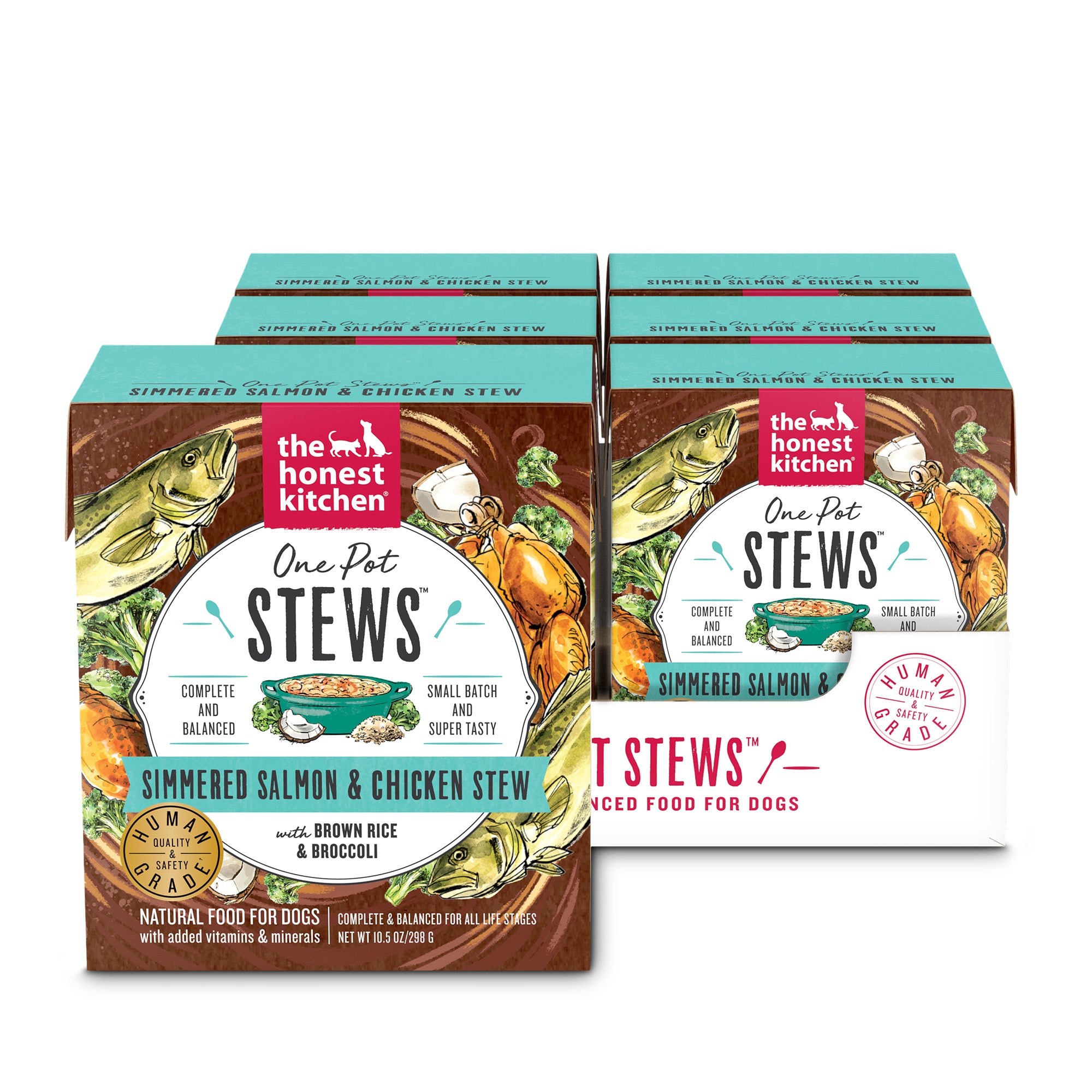 6PK One Pot Stews - Simmered Salmon & Chicken Stew with Brown Rice & Broccoli – The Honest Kitchen