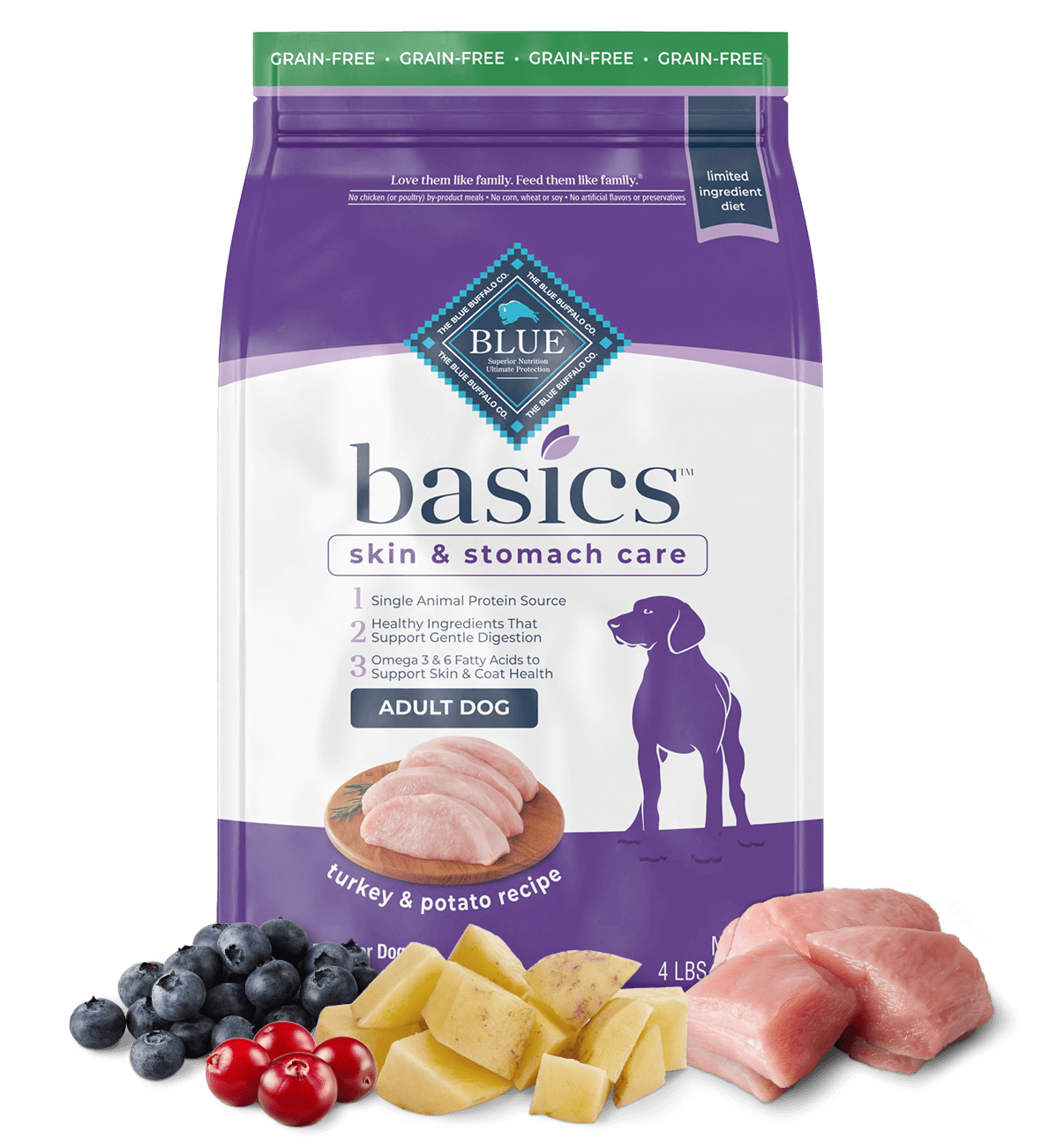 BLUE Basics Dry Dog Food Grain-Free - Turkey & Potato