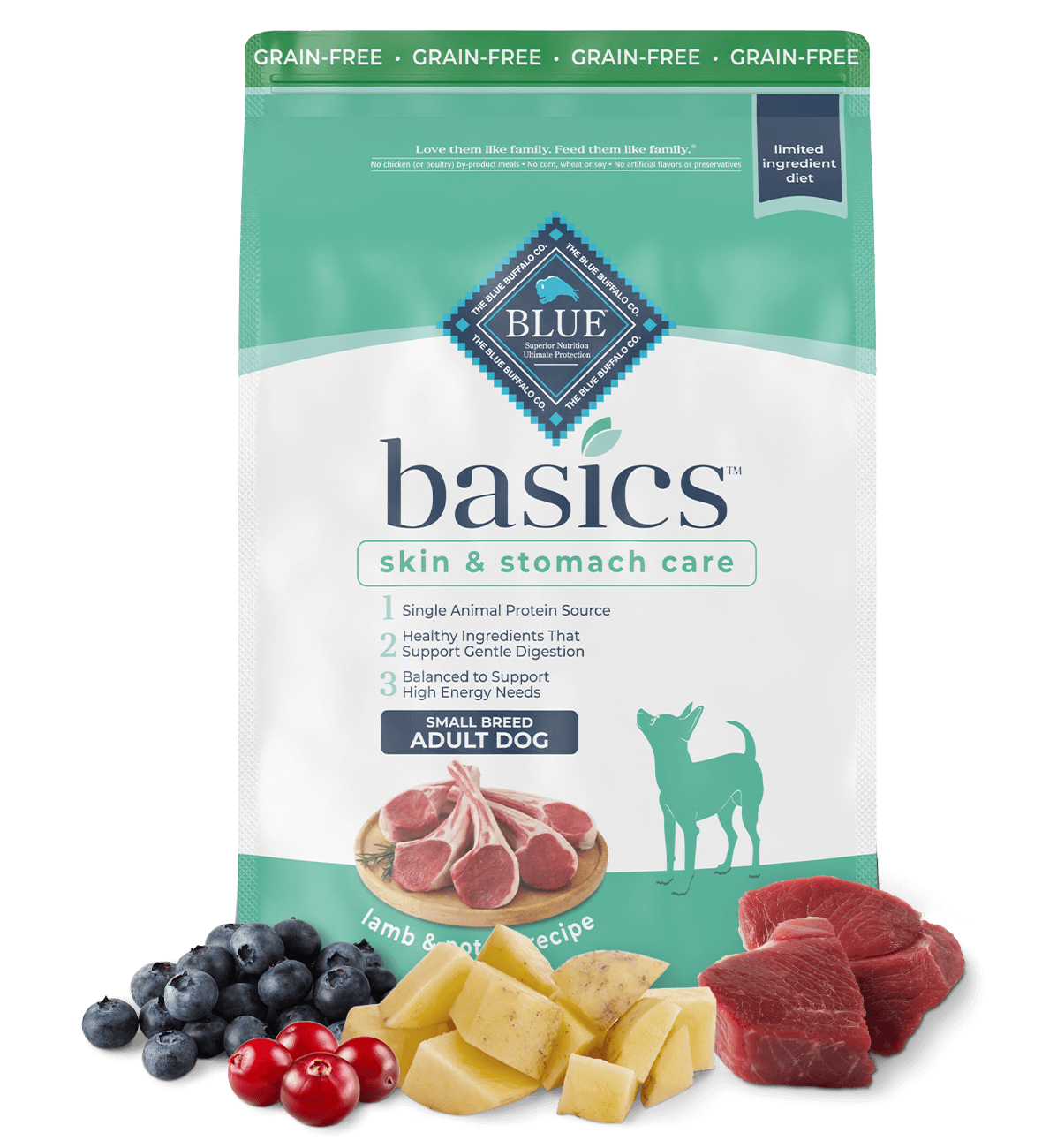BLUE Basics Dry Dog Food (Small Breed) Grain-Free - Lamb & Potato