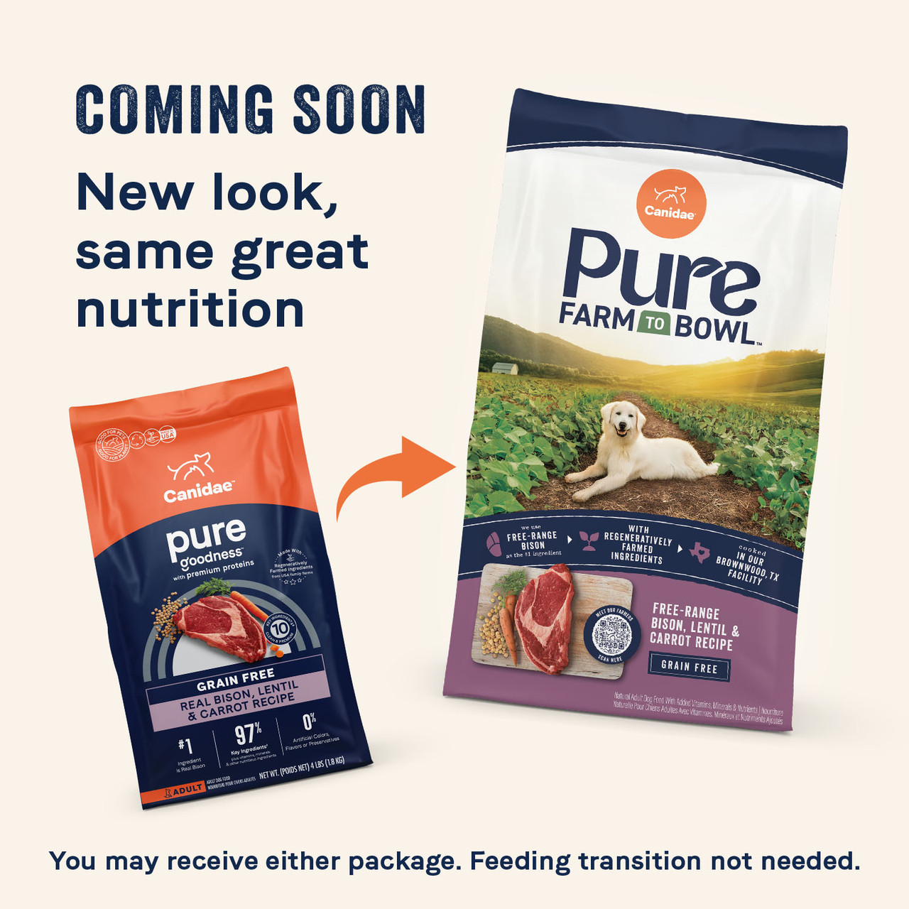 PURE Dry Dog Food: Grain Free Bison, Lentil and Carrot Recipe - Canidae