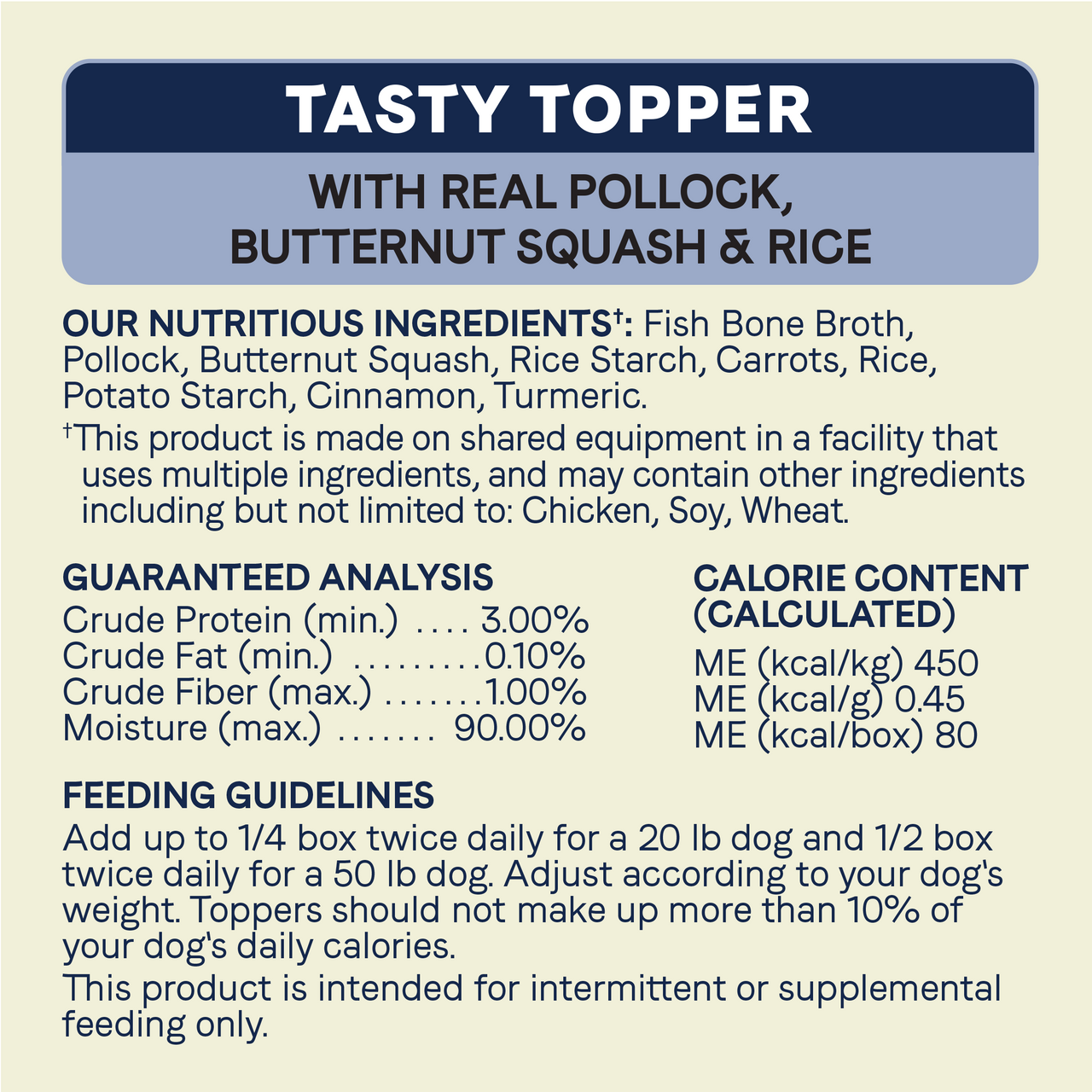 Goodness Tasty Topper with Real Pollock, Butternut Squash & Rice in Bone Broth for Dogs, 5.5 oz, 12 Pack