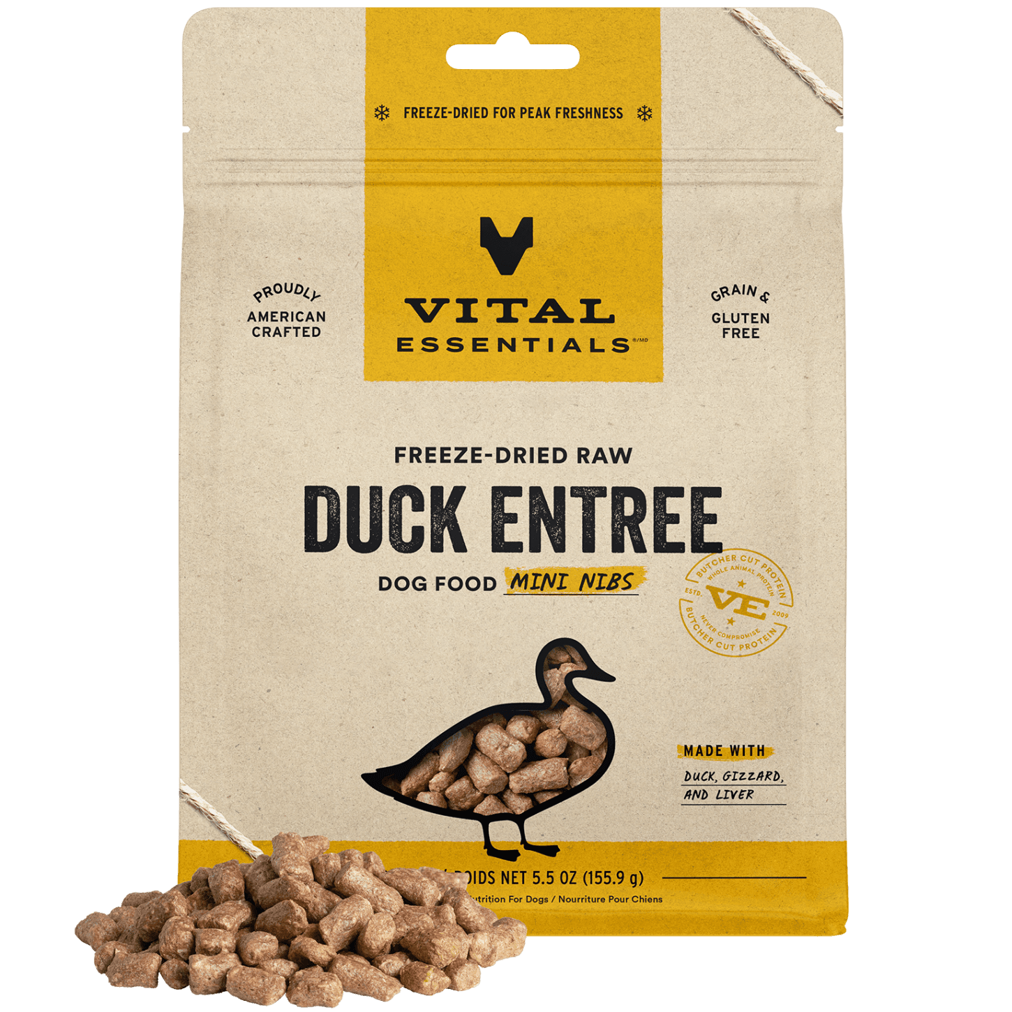 Freeze-Dried Duck Entree Dog Food Mini Nibs