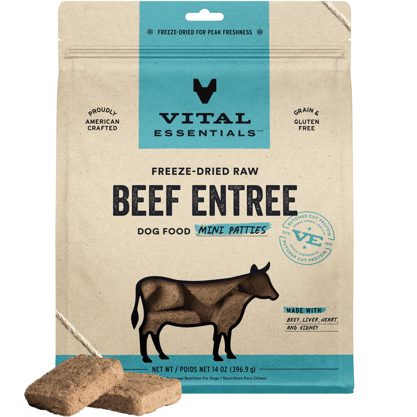 Freeze-Dried Beef Entree Dog Food Mini Patties