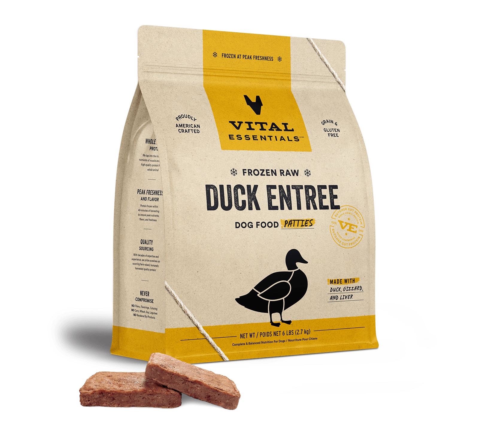 Frozen Duck Entree Dog Food Patties