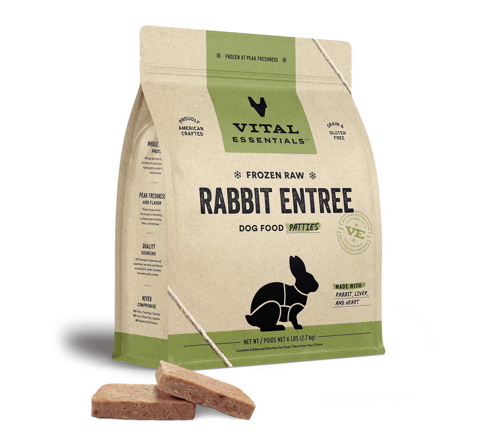 Frozen Rabbit Entree Dog Food Patties