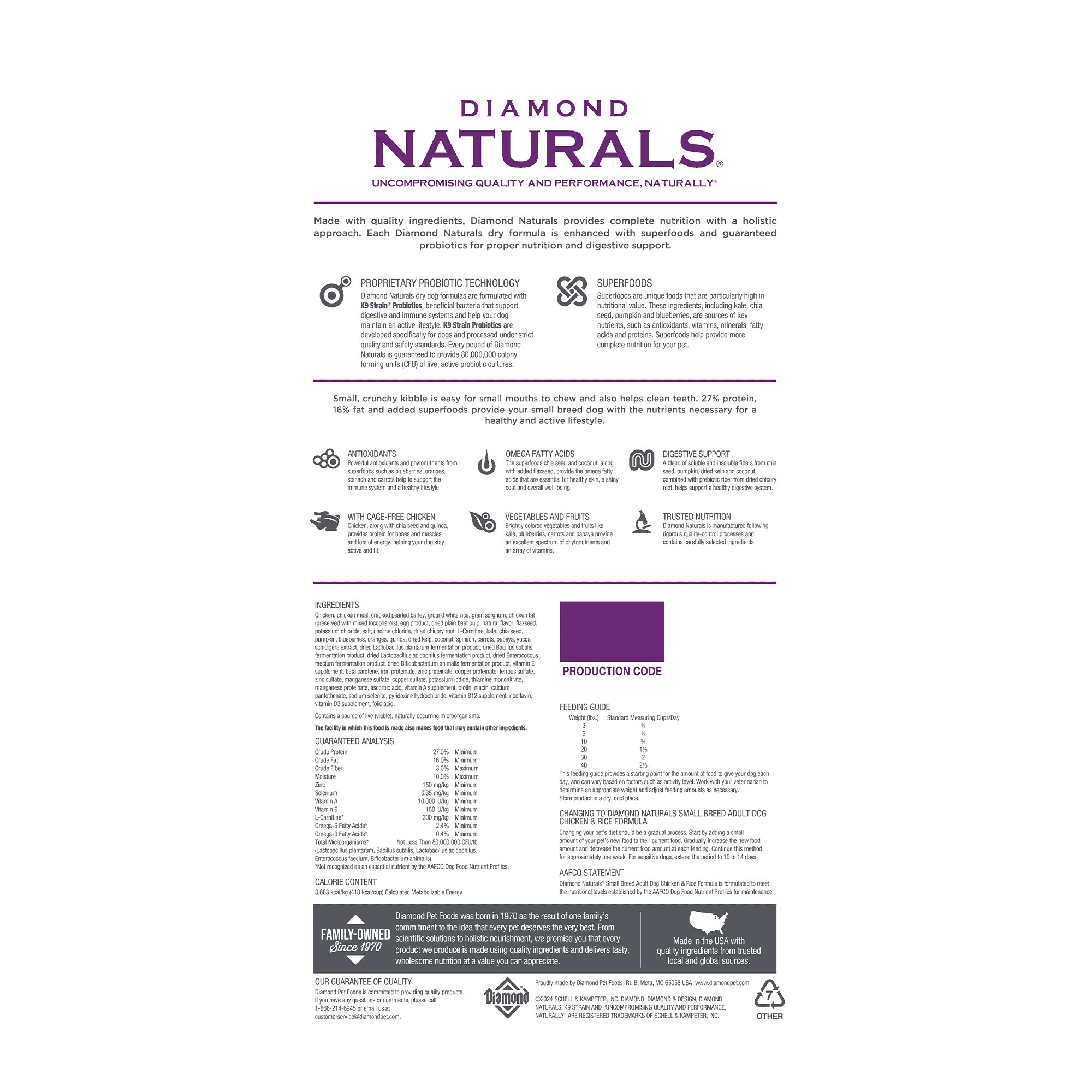 Diamond Naturals Small Breed Adult Dog Chicken & Rice Formula