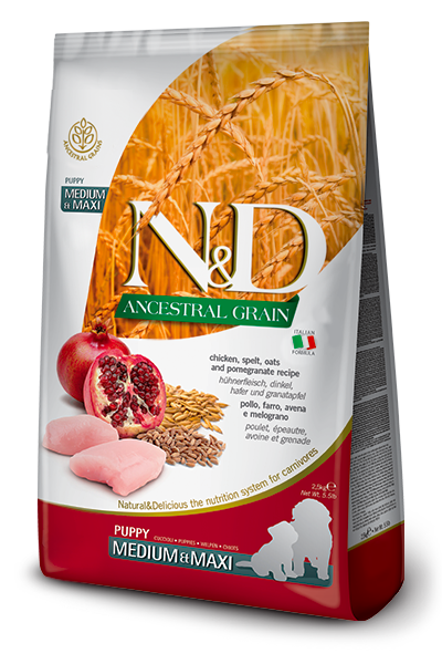 Farmina Pet Foods - Dog food - N&D Ancestral Grain Canine - Chicken & Pomegranate Puppy Medium & Maxi