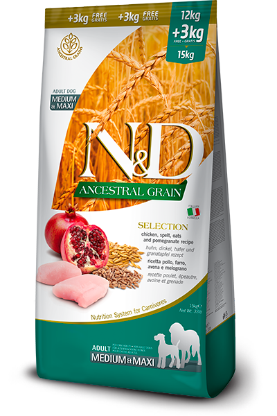 Farmina Pet Foods - Dog food - N&D Ancestral Grain Canine - Selection Adult Medium & Maxi